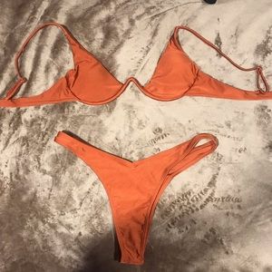 Copper Underwire bra two piece bathing suit